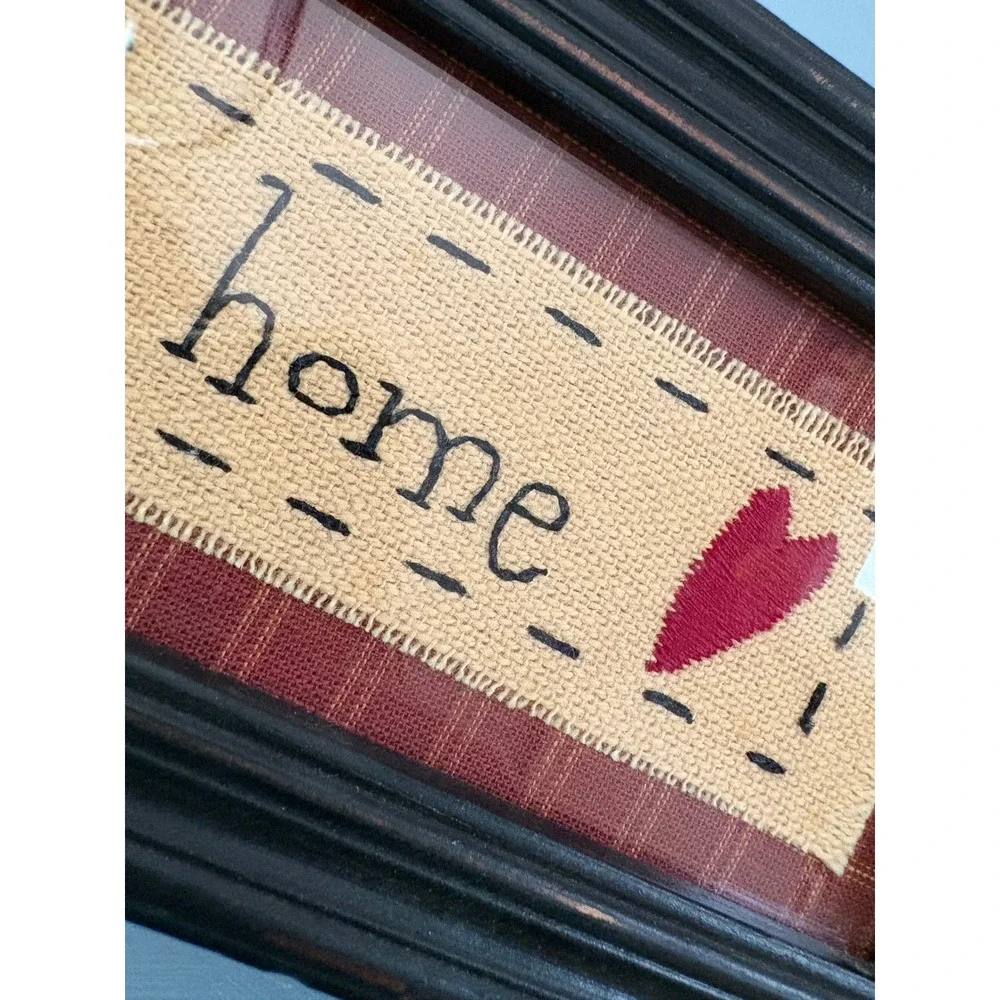 Vintage‎ primitive Red Excellent Love Begins At Home Sign cross stitch handmade